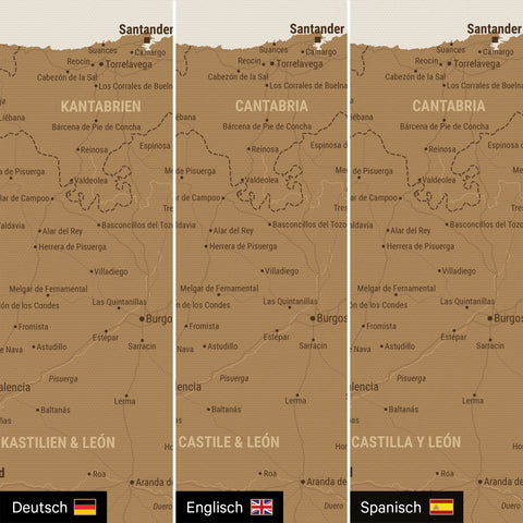 Mappa di Spagna e Portogallo per puntine TRAVEL® – Bronzo