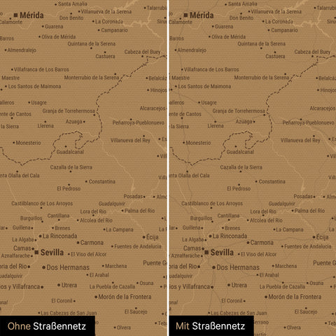 Mappa di Spagna e Portogallo per puntine TRAVEL® – Bronzo