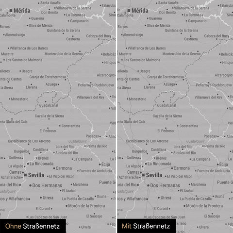 Mappa di Spagna e Portogallo per puntine TRAVEL® – Grigio freddo