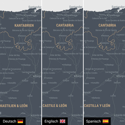 Mappa di Spagna e Portogallo per puntine TRAVEL® – Denim Blue