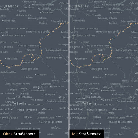 Mappa di Spagna e Portogallo per puntine TRAVEL® – Denim Blue