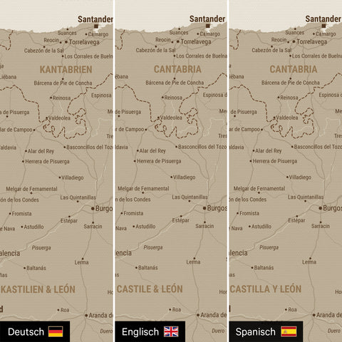 Mappa di Spagna e Portogallo per puntine TRAVEL® – Sabbia del deserto