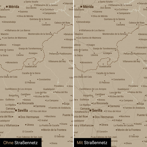 Mappa di Spagna e Portogallo per puntine TRAVEL® – Sabbia del deserto