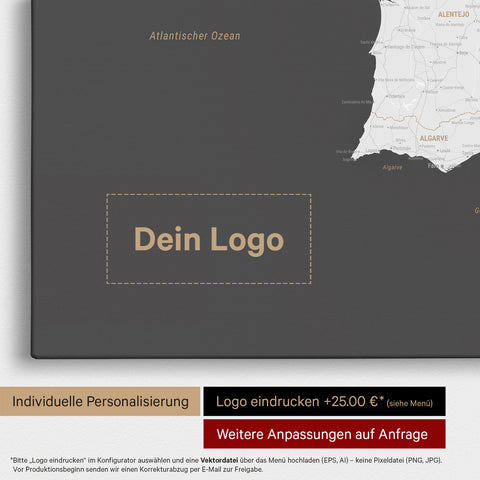 Mappa di Spagna e Portogallo per puntine TRAVEL® – Grigio scuro