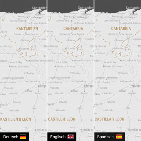 Mappa di Spagna e Portogallo per puntine TRAVEL® – Grigio scuro