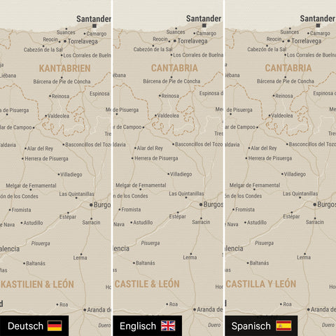 Mappa di Spagna e Portogallo per puntine TRAVEL® – Oro