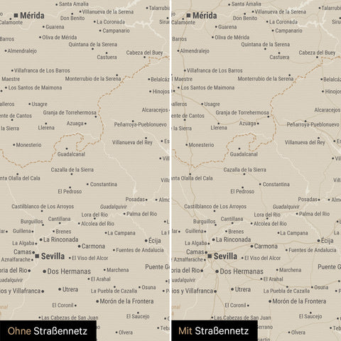 Mappa di Spagna e Portogallo per puntine TRAVEL® – Oro