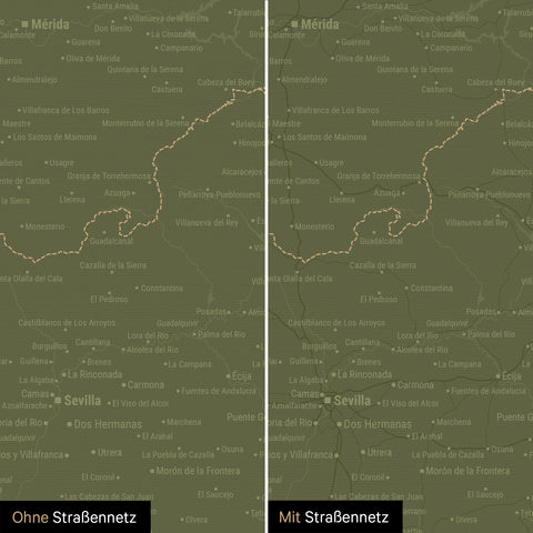 Mappa di Spagna e Portogallo per puntine TRAVEL® – Olive Green