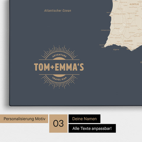 Mappa di Spagna e Portogallo per puntine TRAVEL® – Hale Navy