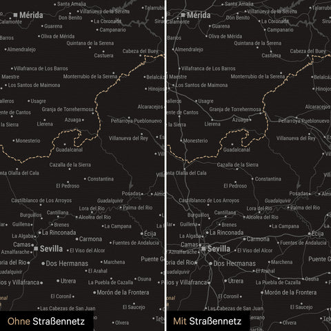 Mappa di Spagna e Portogallo per puntine TRAVEL® – Nero chiaro