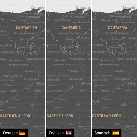Mappa di Spagna e Portogallo per puntine TRAVEL® – Grigio chiaro