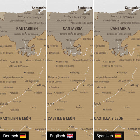 Mappa di Spagna e Portogallo per puntine TRAVEL® – Beige Multicolore
