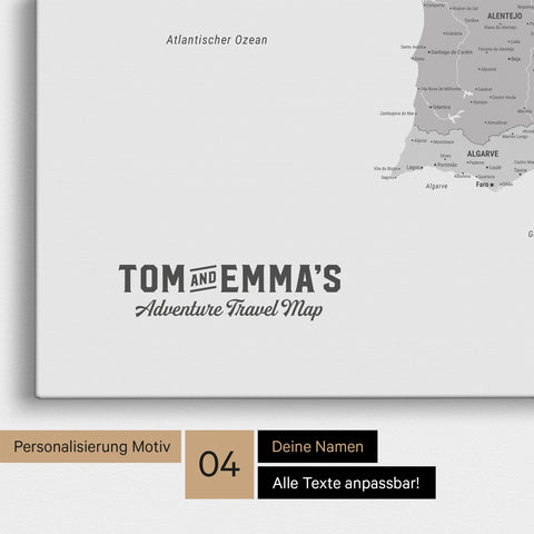 Mappa di Spagna e Portogallo per puntine TRAVEL® – Grigio Multicolore