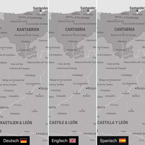 Mappa di Spagna e Portogallo per puntine TRAVEL® – Grigio Multicolore
