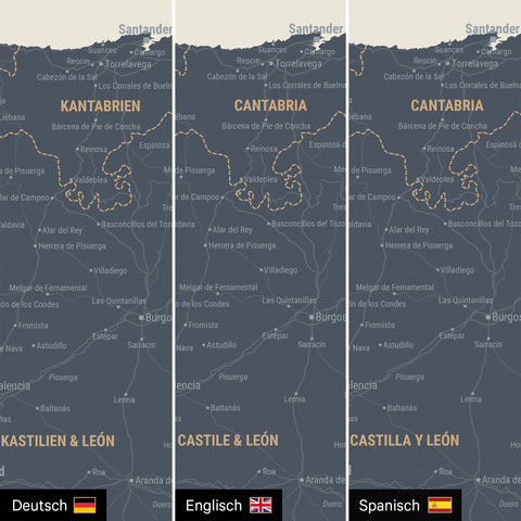 Mappa di Spagna e Portogallo per puntine TRAVEL® – Navy Light