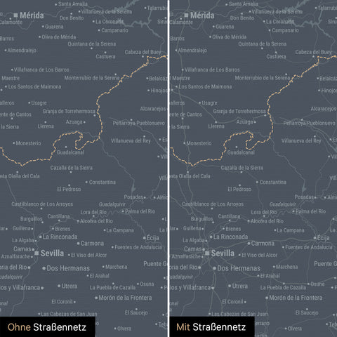 Mappa di Spagna e Portogallo per puntine TRAVEL® – Navy Light