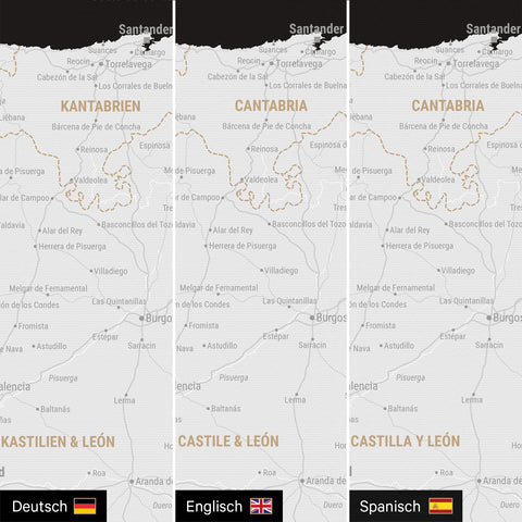 Mappa di Spagna e Portogallo per puntine TRAVEL® – Nero scuro (bianco e nero)