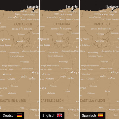 Mappa di Spagna e Portogallo per puntine TRAVEL® – Sonar Black