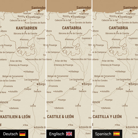Mappa di Spagna e Portogallo per puntine TRAVEL® – Treasure Gold
