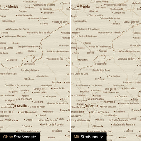 Mappa di Spagna e Portogallo per puntine TRAVEL® – Treasure Gold