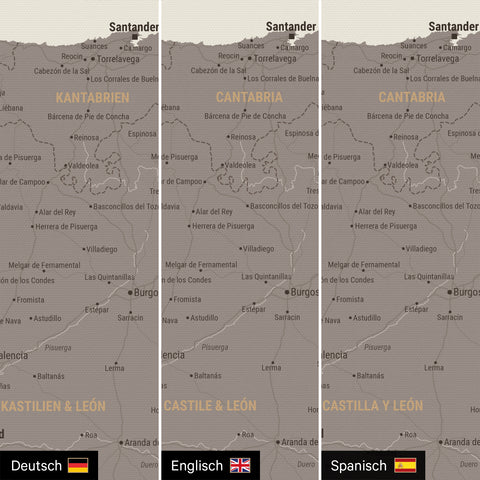 Mappa di Spagna e Portogallo per puntine TRAVEL® – Warmgray