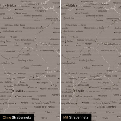 Mappa di Spagna e Portogallo per puntine TRAVEL® – Warmgray