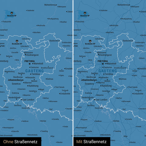 Mappa del Sudafrica per puntine TRAVEL® – Ocean Blue
