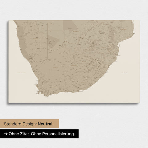 Neutrale und schlichte Standard-Ausführung einer Südafrika-Karte als Pinn-Leinwand in Desert Sand (Beige)