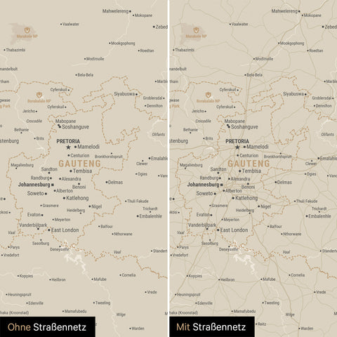Mappa del Sudafrica per puntine TRAVEL® – Oro
