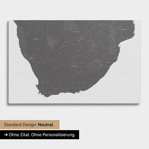 Neutrale und schlichte Standard-Ausführung einer Südafrika-Karte als Pinn-Leinwand in Light Gray