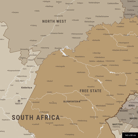 Mappa del Sudafrica per puntine TRAVEL® – Multicolor Beige