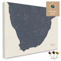 Südafrika-Landkarte in Farbe Navy Light als Pinn-Leinwand, mit Pins zur Markierung von Reisezielen, hochwertig in Deutschland gefertigt.