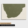 Neutrale und schlichte Standard-Ausführung einer Südafrika-Karte als Pinn-Leinwand in Olive Green