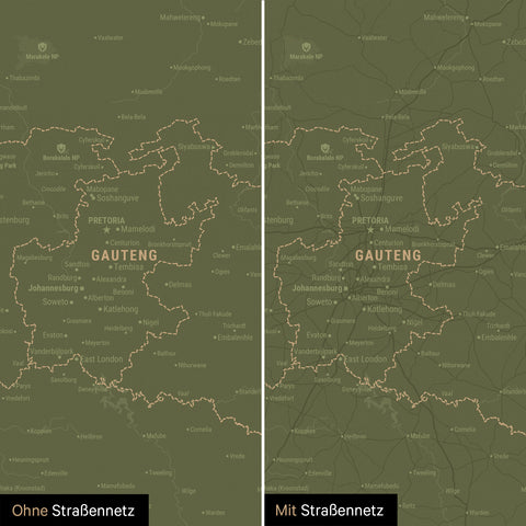 Mappa del Sudafrica per puntine TRAVEL® – Olive Green
