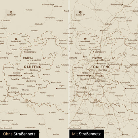 Mappa del Sudafrica per puntine TRAVEL® – Treasure Gold