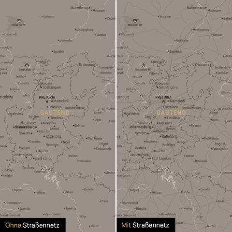 Mappa del Sudafrica per puntine TRAVEL® – Warmgray