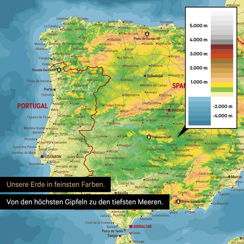 Mappa topografica dell’Europa per puntine TRAVEL® – Topo multicolore