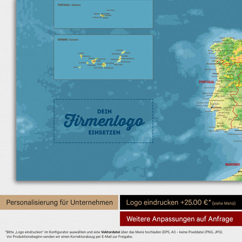 Mappa topografica dell’Europa TRAVEL® poster magnetico – Topo multicolore