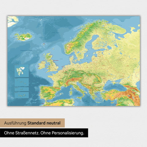Mappa topografica dell’Europa TRAVEL® poster magnetico – Topo multicolore