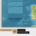 Topografische Europakarte zum Pinnen mit Personalisierung im Vintage-Stil