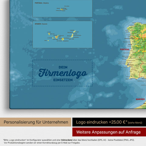 Mappa topografica dell’Europa per puntine TRAVEL® – Topo multicolore