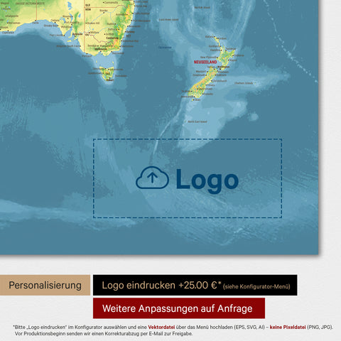 Mappa topografica del mondo TRAVEL® poster premium – Topo multicolore
