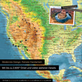 Mappa topografica dettagliata del mondo come Mappa per puntine in Multicolor Topo per segnare fino a 2.600 destinazioni di viaggio negli USA, Canada e Messico, ideale per la rappresentazione visiva di viaggi passati e piani di viaggio futuri