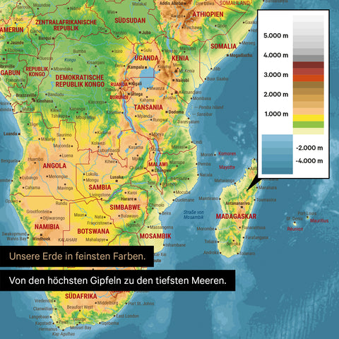 Mappa topografica del mondo per puntine TRAVEL® – Topo multicolore