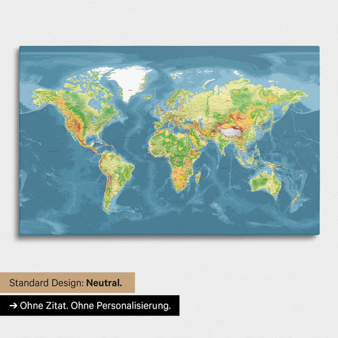 Versione neutra e semplice di una mappa topografica del mondo come Mappa da puntine in Multicolor Topo senza personalizzazione