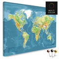 Mappa topografica mondiale di alta qualità in Multicolor Topo come tela da appuntare, perfetta per segnare e pianificare viaggi, acquista