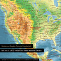 Dettaglio di una mappa topografica del mondo Poster in Multicolor Topo mostra mappe dell'America