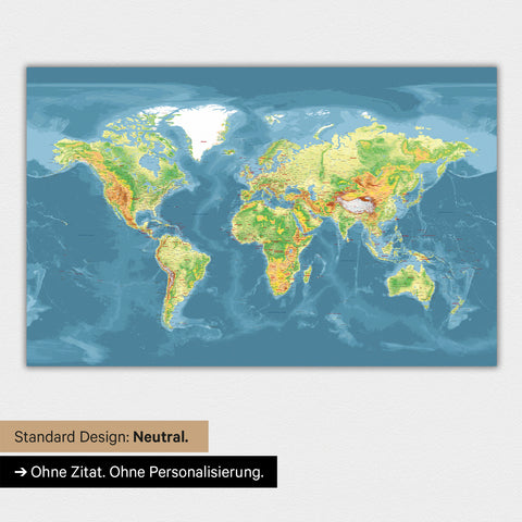 Mappa topografica mondiale in versione standard neutra e colore Colore Multicolore Topo