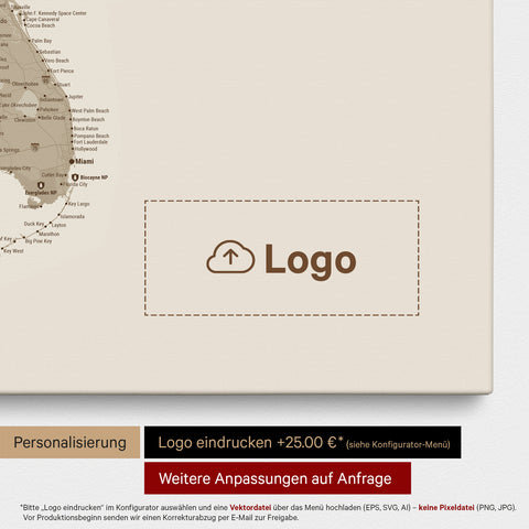 Mappa degli USA con puntine TRAVEL® – Desert Sand (Beige)