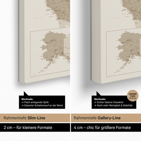 Mappa degli USA per puntine TRAVEL® – Desert Sand (Beige)